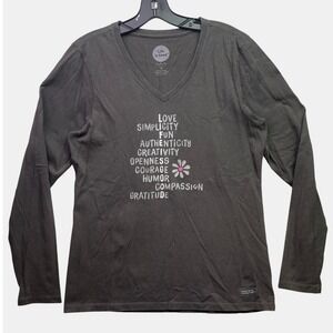 Life is Good Shirt Womens Medium Crusher Spell Out Mature Streetwear Everyday